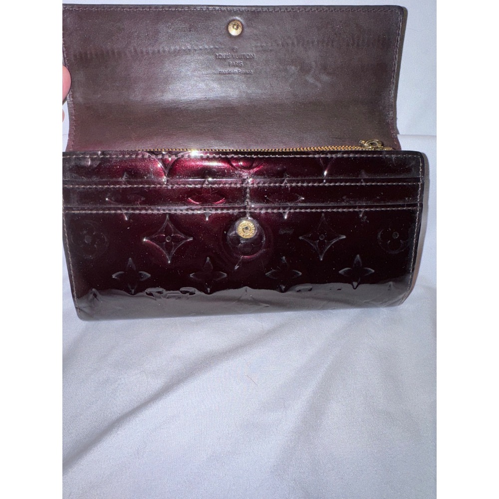 Louis Vuitton Sarah Wallet Monogram Vernis Patent Leather Burgundy Plum Purple - Picture 3 of 8